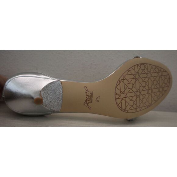 Jewel Badgley Mischka Women's Sz 8.5 Silver Dash Embellished Heel Sandals - Picture 3 of 16